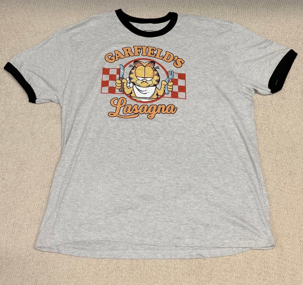Garfield Lasagna Funko Ringer T-Shirt 2XL Gray